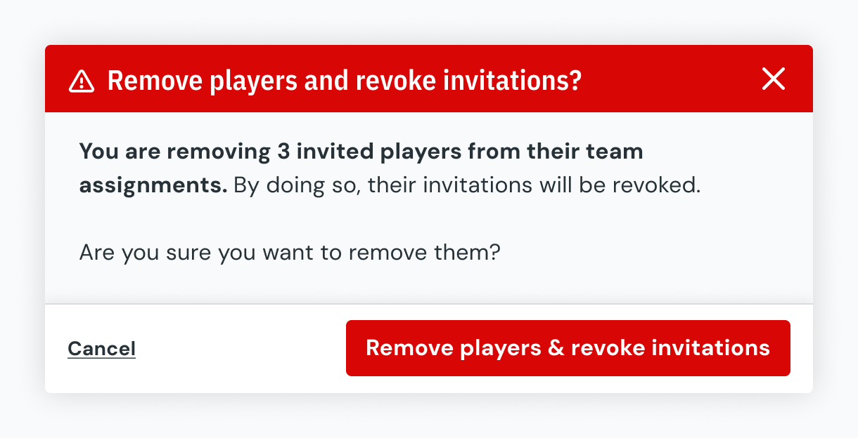 Warning modal for revoking invitation