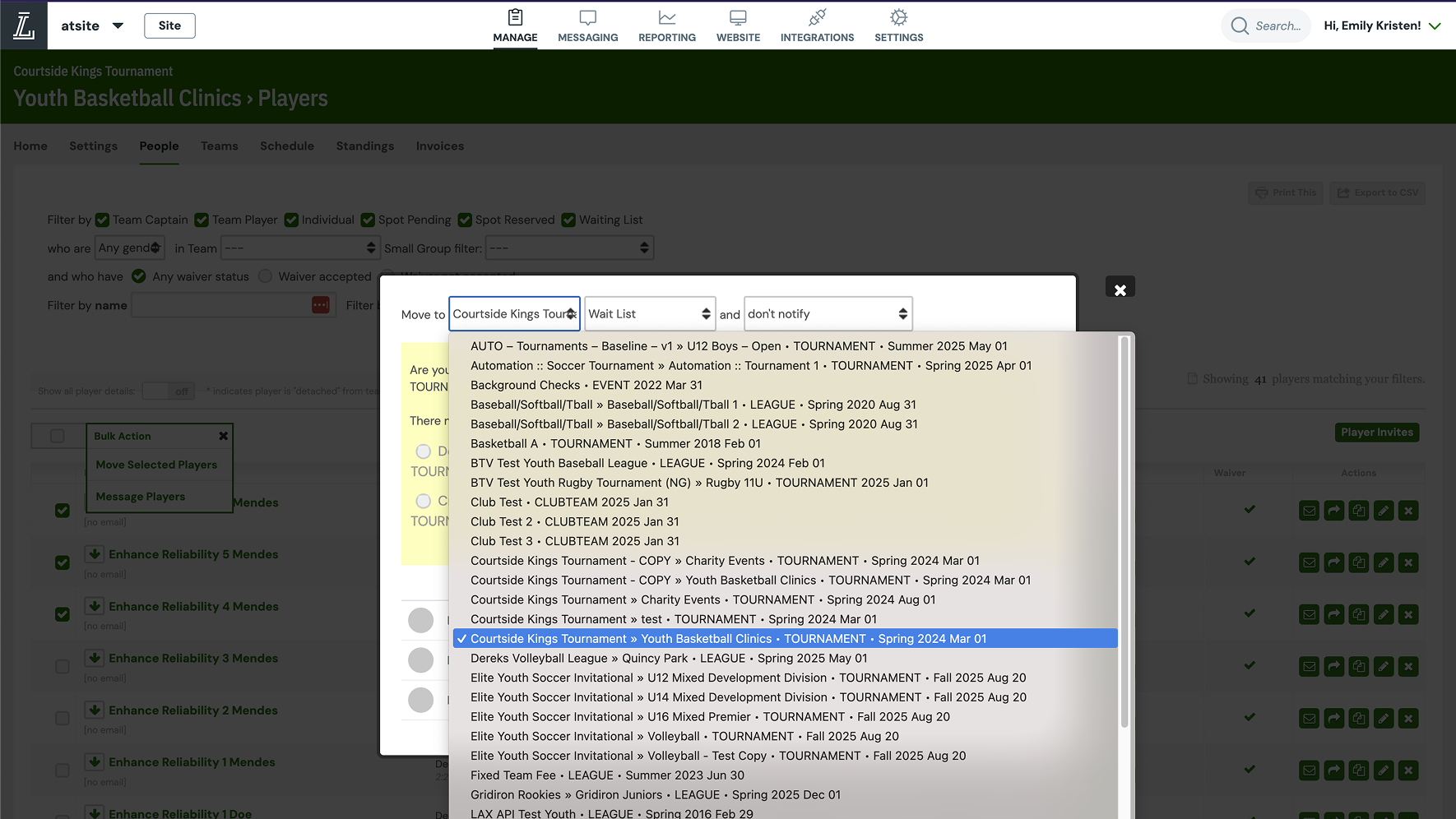 Long list of programs